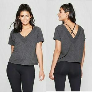 Joy Lab V-Neck Charcoal Gray T-Shirt